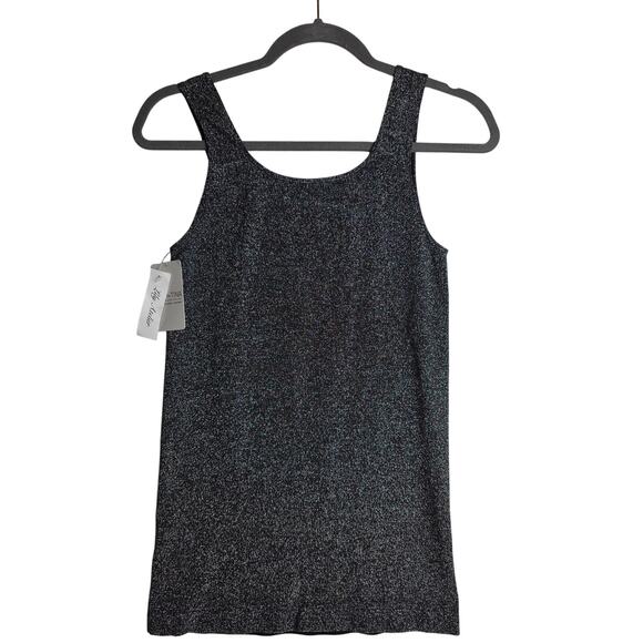 Tees by Tina NWT Silver sparkling O/S top Stretchy Scoop Neck Tanktop Sexy Glam - Picture 2 of 10